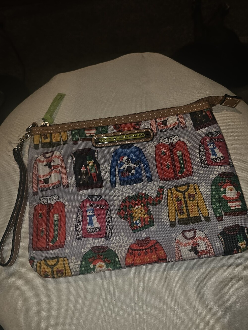 Lily Bloom Holiday Sweater Wristlet Pouch